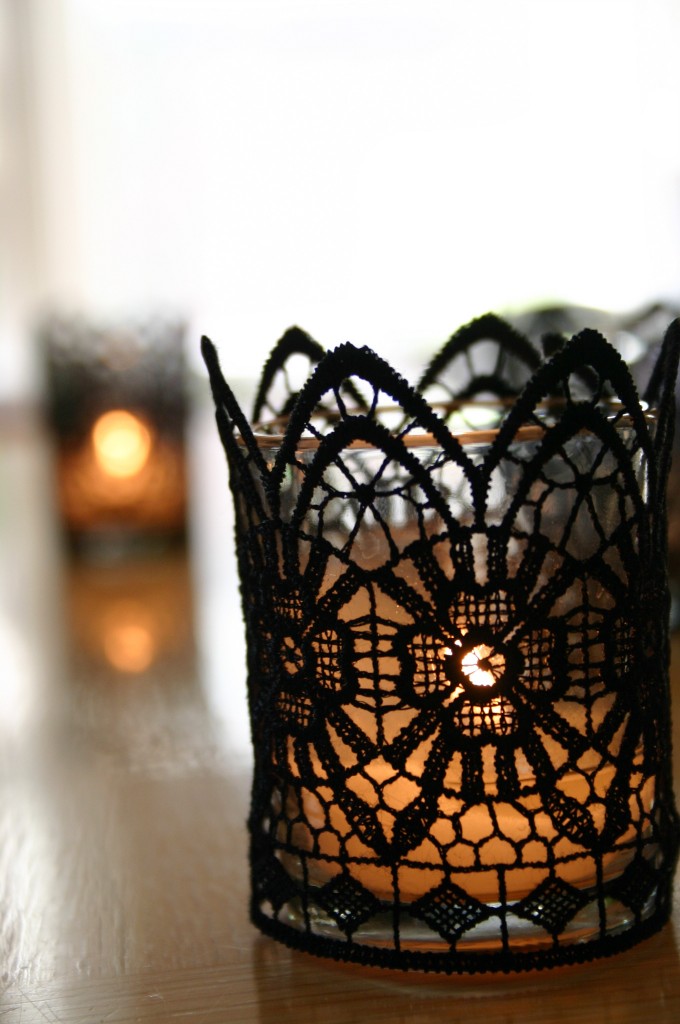 black lace candle votive