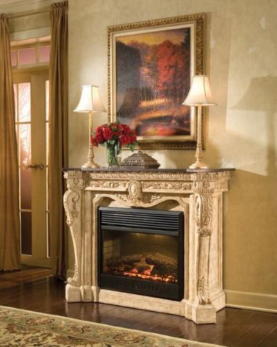 French carved marble mantel fireplace