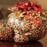 decoupage pumpkin animal print thanksgiving - tracystrinketstreasures.blogspot.com